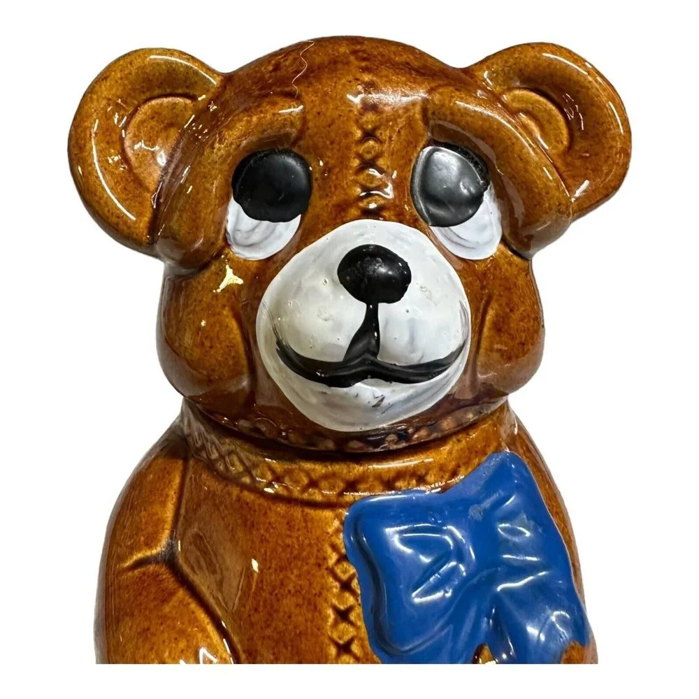 Vintage 1982 Houston Foods Ceramic Bear Honey Pot Container Jam Jar Hand Painted
